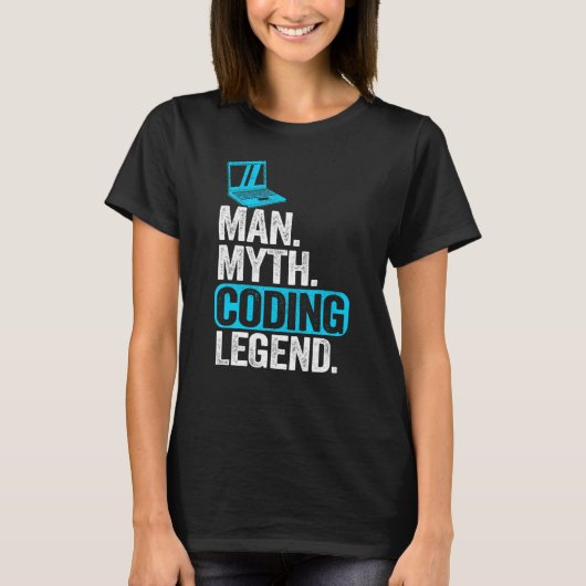 T-shirt Homme Myth Coding Legend Coder Papa Geek Ordinateu (Devant)
