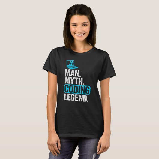 T-shirt Homme Myth Coding Legend Coder Papa Geek Ordinateu (Devant entier)