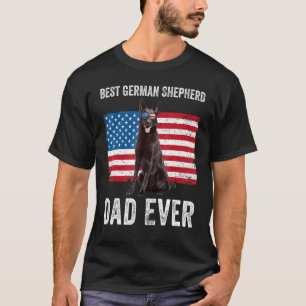 T-shirt Homme noir berger allemand père américain Drapeau