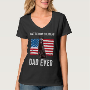 T-shirt Homme noir berger allemand père américain Drapeau