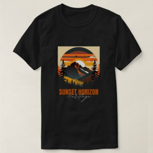 T-shirt homme noir moderne horizon de soleil