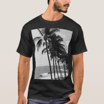 T-shirt homme palmiers noir et blanc