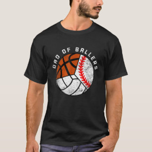T-shirt Homme Papa De Ballers Drôle Baseball Volleyball Ba