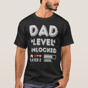 T-shirt Homme Papa Niveau Déverrouillé 2023 Gamer Bientôt