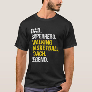 T-shirt Homme Papa Superhero Marcher Basketball entraîneur