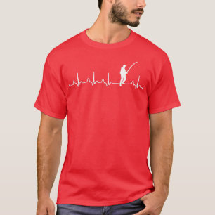 T-shirt Homme Pêche battement de coeur EKG Pulse pêcheur L