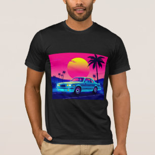 T-Shirt Homme Retro 80s Muscle Car Outrun Coucher