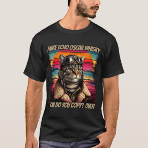 T-shirt Homme Rétro Chat Pilote Mike Echo O Whisky Meow