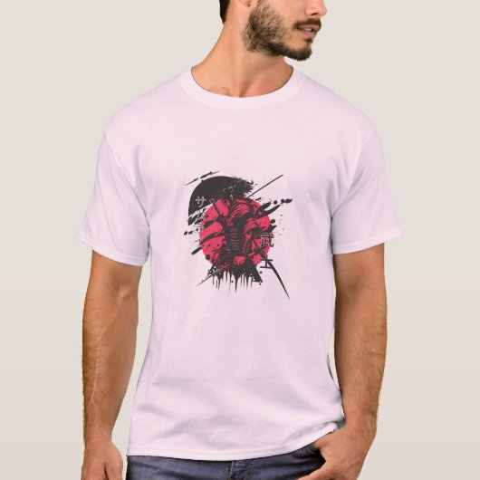 T-shirt homme samouraï rouge et noir (Devant)