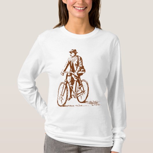 T-shirt Homme sur un vélo - Noix Brown (Devant)