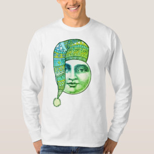 T-shirt Homme vintage lune pleine face chapeau d'hiver ble