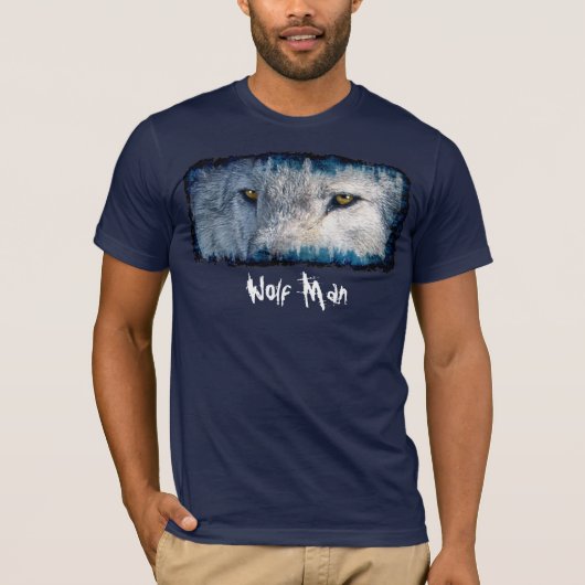 T-shirt Homme Wolf Wolf aux yeux gris (Devant)