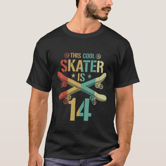 T-shirt Hommes 14e anniversaire Skateboard Boy 14 ans Skat (Devant)