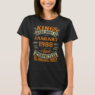 T-shirt Hommes 35e Anniversaire Rois Nés En Janvier 1988 3