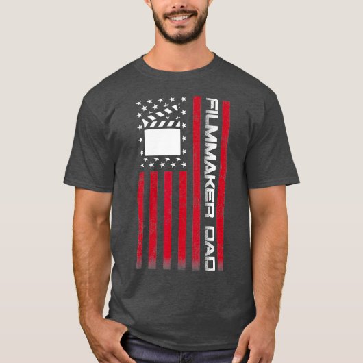 T-shirt Hommes 4 juillet US Drapeau cinéaste Papa Cadeau P (Devant)