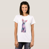 T-shirt Hommes au chat Sphynx éclaboussé d'aquarelle paste (Devant entier)