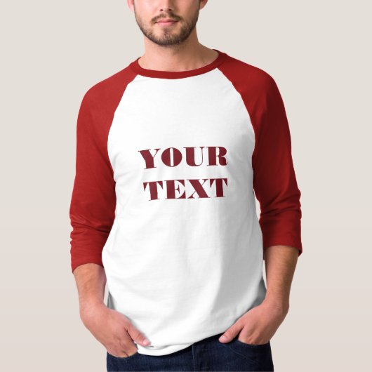 T-shirt Hommes Basic 3/4 Manches Raglan Modèle Blanc/Rouge (Devant)