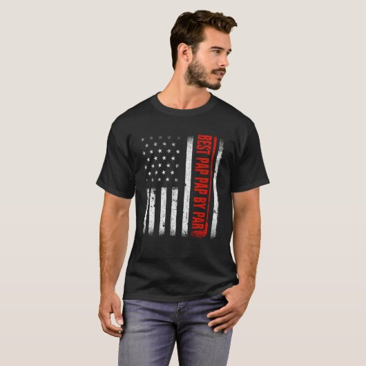 T-shirt Hommes Best Pap Pap Par Par American Flag Famille  (Devant entier)
