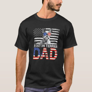 T-shirt Hommes Cool Boston Terrier Papa Usa Drapeau Patrio