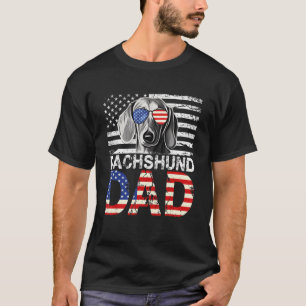 T-shirt Hommes Cool Dachshund Papa Usa Drapeau Patriotique