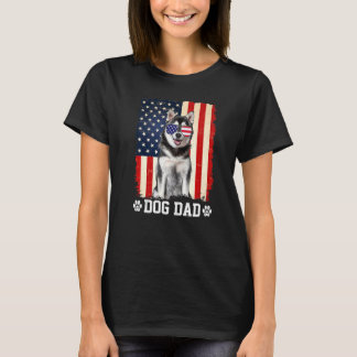 T-shirt Hommes Cool Sibérien Husky Chien Papa Drapeau amér