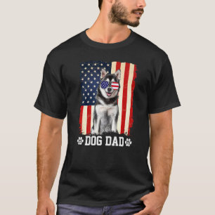 T-shirt Hommes Cool Sibérien Husky Chien Papa Drapeau amér