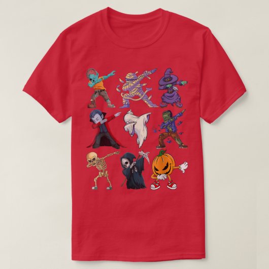 T-shirt Hommes Dabbing Halloween Garçons Skeleton Zombie E (Design devant)