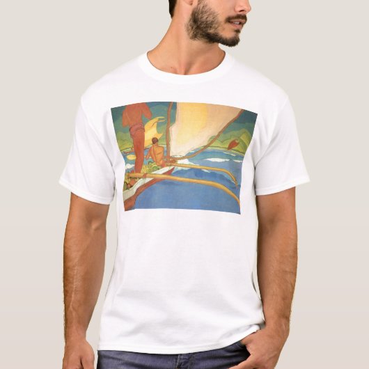 T-shirt Hommes dans un canoë de tangon dirigé pour le (Devant)
