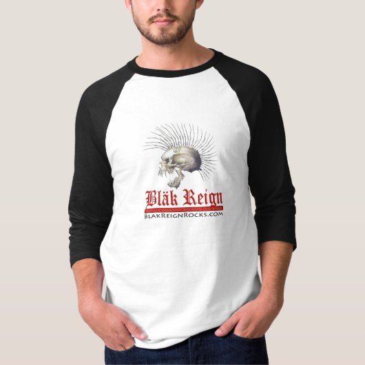 T-shirt Hommes de douille du règne 3/4 de Blak raglans (Devant)