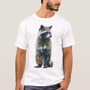 T-shirt Hommes de Raton Laveur à Taches de Peinture Artist