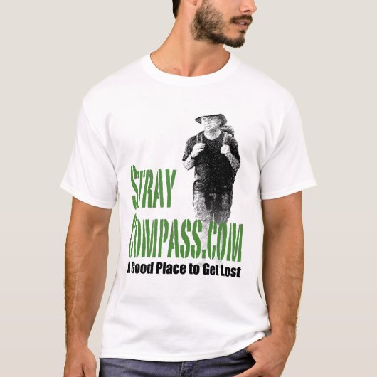 T-shirt hommes de StrayCompass.com verts sur le vert (Devant)