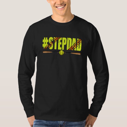 T-shirt Hommes Distressed Softball Stepdad Pères de softba (Devant)