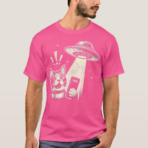 T-shirt Hommes Drôle Alien Chat Ufo Rencontre Sci-Fi