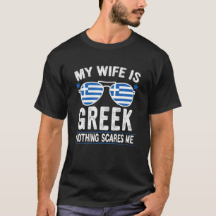 T-shirt Hommes Drôle Ma Femme Est Grec Fier Mari Grèce H