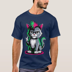 T-shirt Hommes et femmes Punk Rock Chat drôle vintage