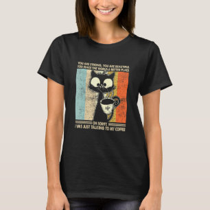 T-shirt Hommes Femmes Café Chat Noir Vintage Halloween