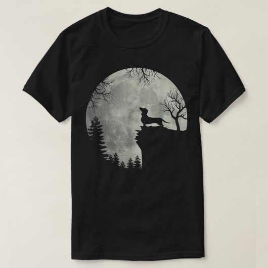 T-shirt Hommes Femmes Dachshund Et Lune Art présent (cadea (Design devant)