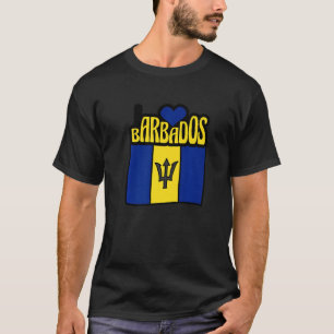 T-shirt Hommes Femmes Fières Barbade Drapeau Carte Barbado