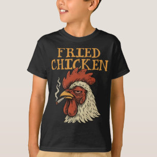 T-shirt Hommes Femmes Fumant de l'Herbe avec Poulet Frit