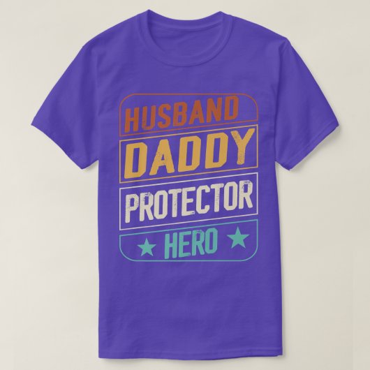T-shirt Hommes Fête des pères Mari Daddy Protecteur Héros  (Design devant)