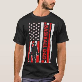 T-shirt Hommes Fier Baseball Papa American Flag Sports Heu