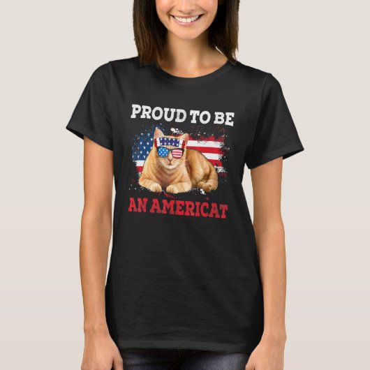 T-shirt Hommes Fier D'Être Un Américat Patriotique Chat 4è (Devant)