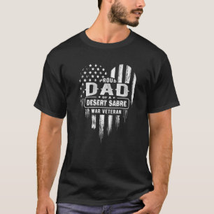 T-shirt Hommes Fier Papa Désert Saber Guerre Vétéran Fils