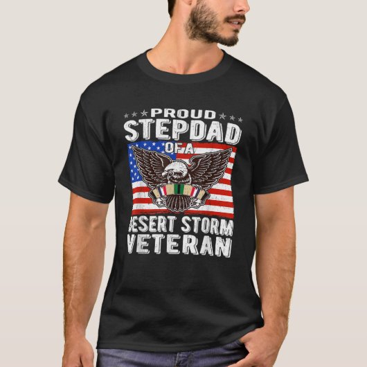 T-shirt Hommes Fière Stepdad De Tempête Du Désert Vétéran  (Devant)