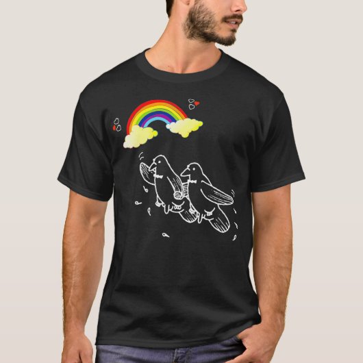 T-shirt Hommes Funny Gay Rainbow Birds LGBT Pride Parade (Devant)