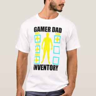 T-shirt Hommes Gamer Papa Inventaire Caractère Statistique
