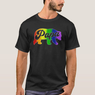 T-shirt Hommes Gay Dad LGBT Pride Rainbow Papa Ours Père s
