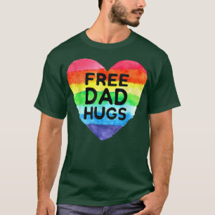 T-shirt Hommes Gratuit Papa Hugs Rainbow Coeur Drapeau Gay