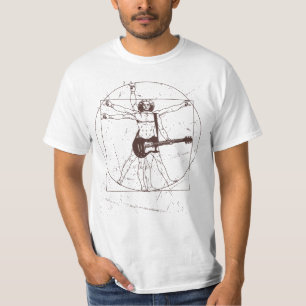 T-shirt Hommes Guitariste Rock Main Sign Vitruvian Man Gui