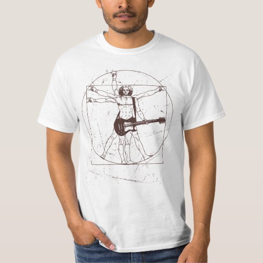T-shirt Hommes Guitariste Rock Main Sign Vitruvian Man Gui (Devant)